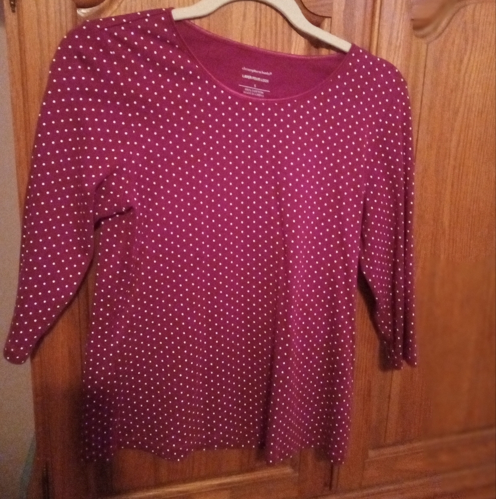 Christopher and Banks Burgundy Polka Dot top